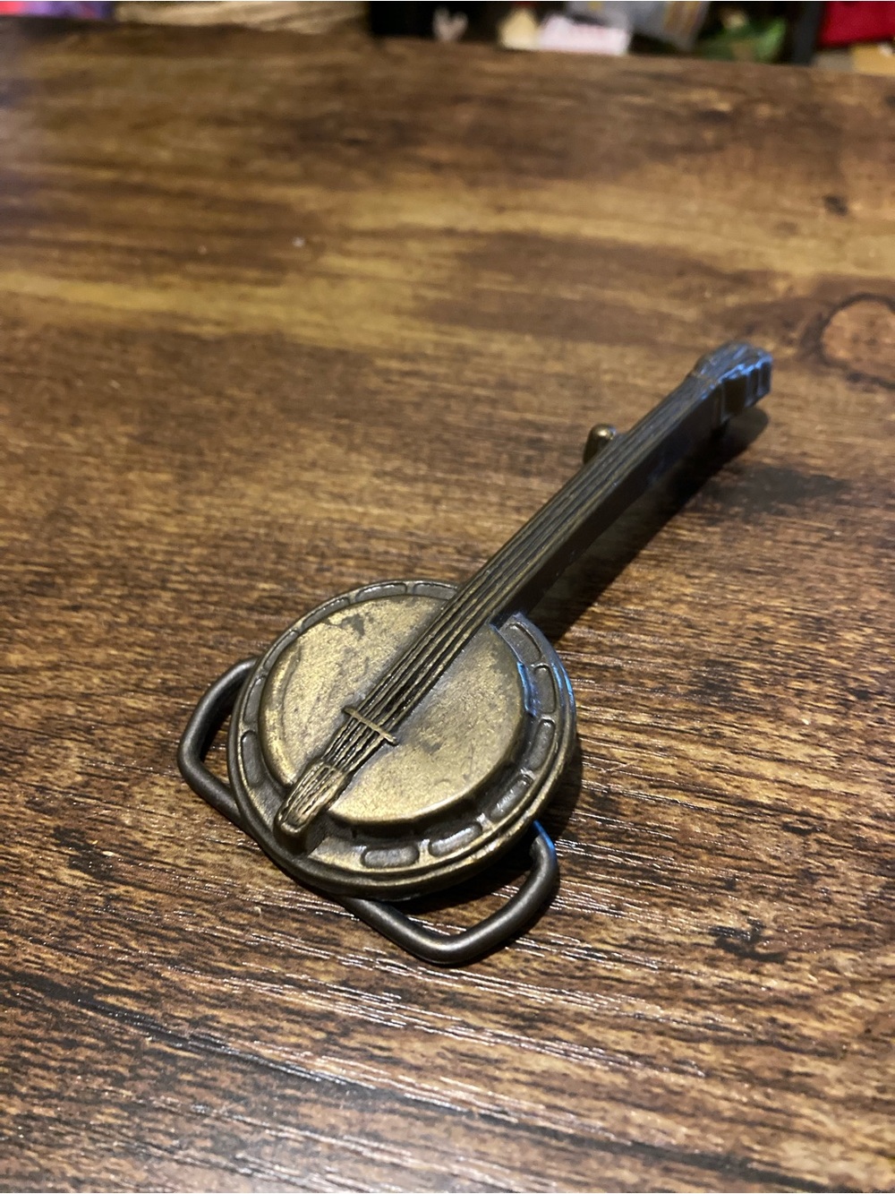 Brass banjo belt buckle